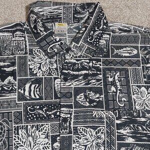 Rima all over print Island scenes SS button front shirt XXL